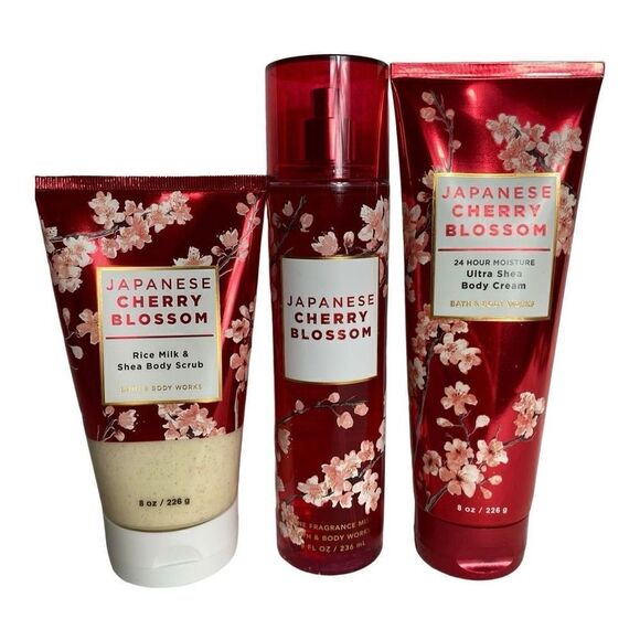 Bath and Body Works JAPANESE CHERRY BLOSSOM 3 Pc Set - Picture 1 of 5